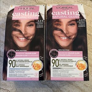 NEW 🆕 TWO L’Oreal Casting Natural Gloss Hair Color - 423 Chestnut Brown